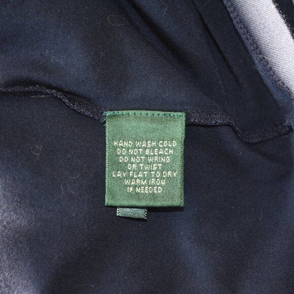 LAUREN RALPH LAUREN WOMEN'S SLEEVELESS NAVY BLUE RAYON RUFFLE BLOUSE LARGE, NWT - Picture 9 of 13